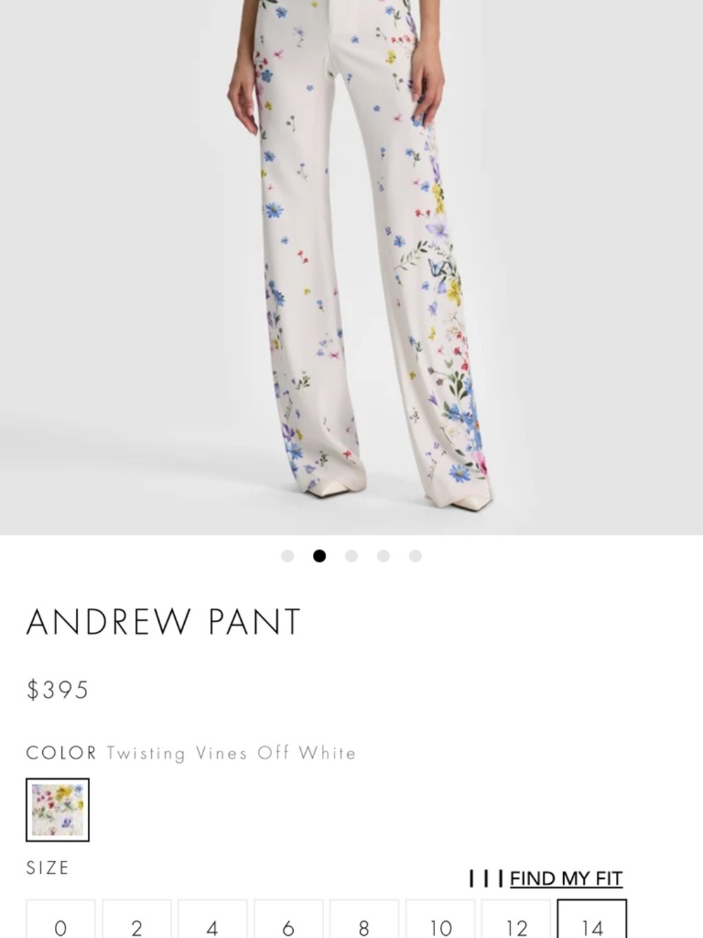Alice + Olivia White Wide-Leg Pants with Floral Side Panels - Picture 5 of 5